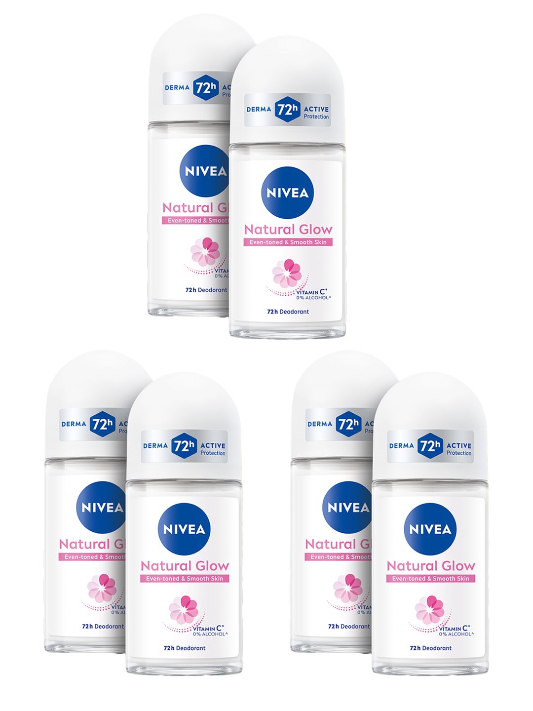 Nivea Women Set Of 6 Natural Glow Deodrant Roll Ons With 72H Odor Protection - 50ml Each-picture-26