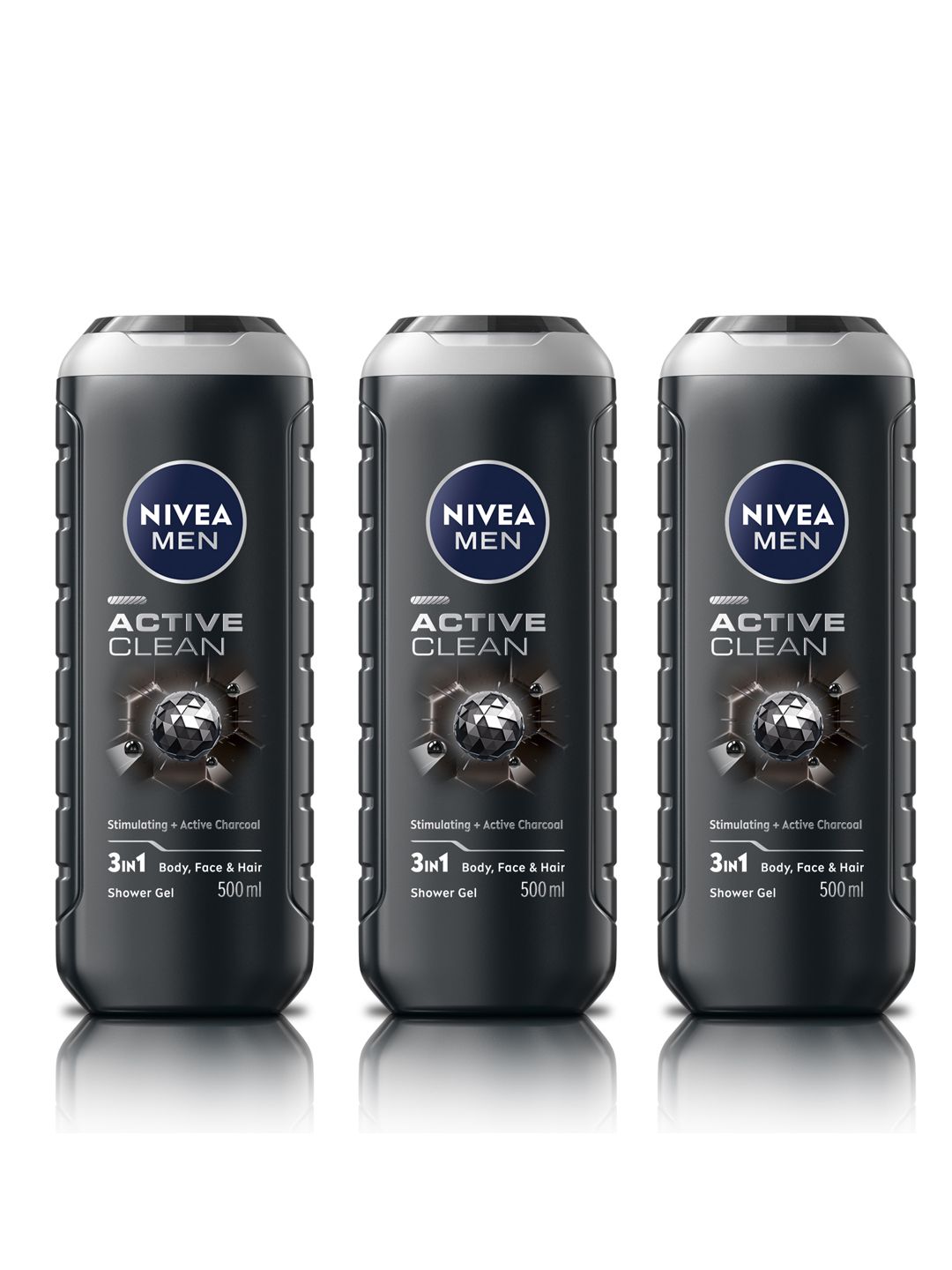 Nivea Men Set Of 3 Active Clean 3-in1 Shower Gel With Charcoal - 500ml Each-image-20