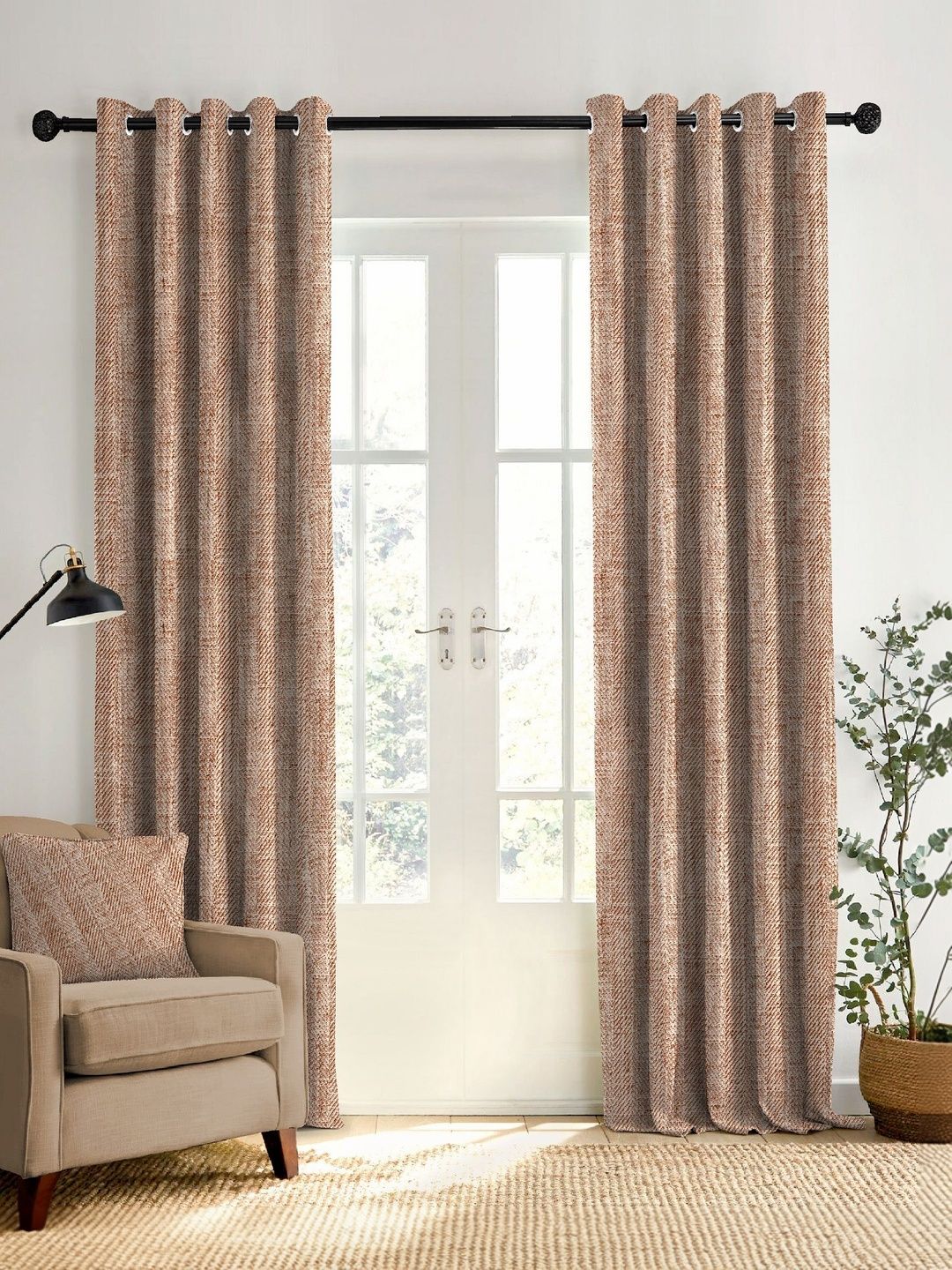 CASABLEU Rust Set of 2 Black Out Long Door Curtain-image-25