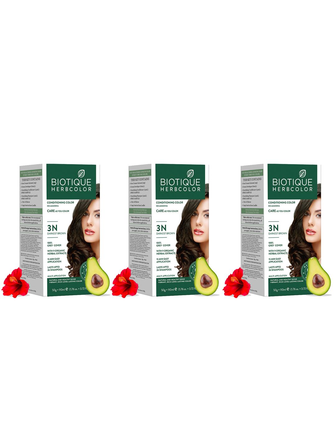 Biotique Set of 3 Herbcolor Sustainable Conditioning Hair Colour - Darkest Brown 3N-picture-41