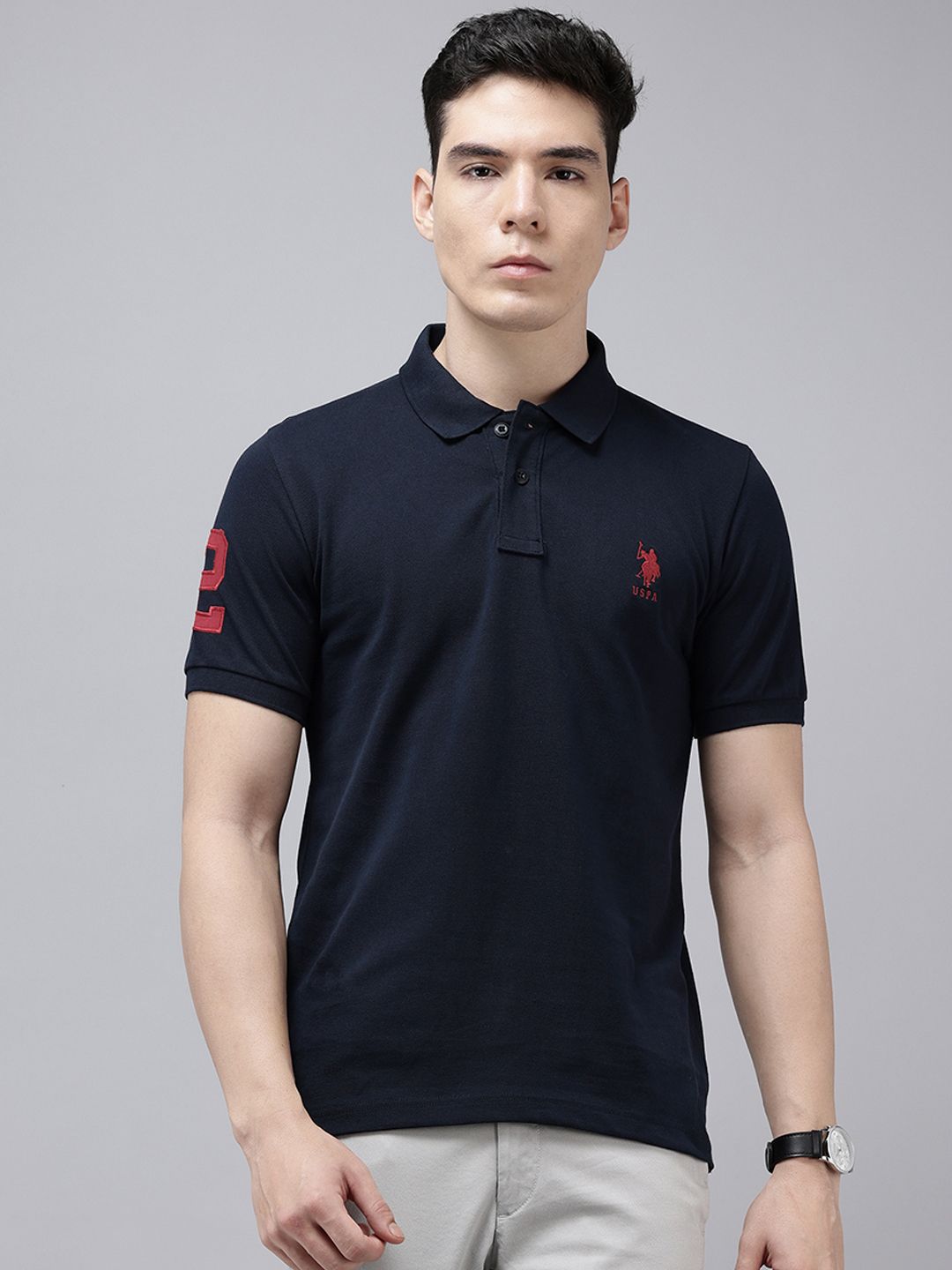 U.S. Polo Assn. Slim Fit Polo Collar Applique Pure Cotton T-shirt