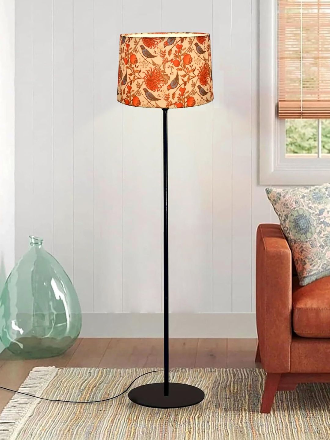Homesake Beige Printed Wood Cylinder-Shaped Floor Lamps-image-20