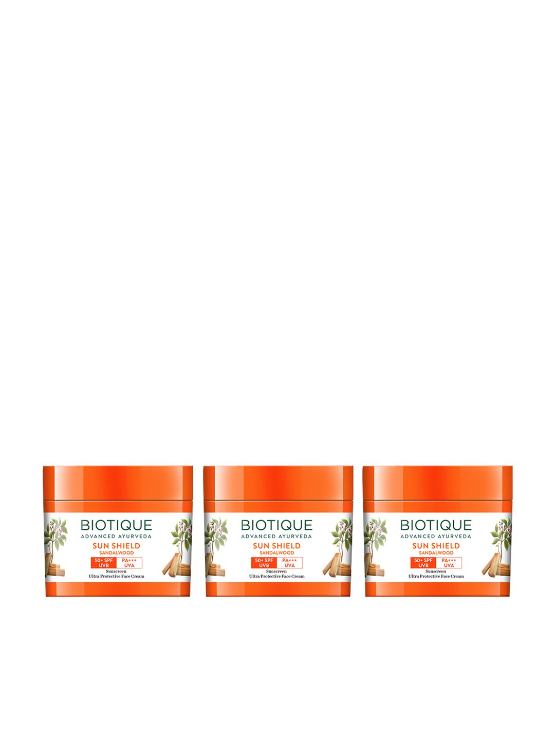 Biotique Set of 3 Sun Shield Sandalwood 50+SPF Ultra Protective Sunscreen Cream - 50g each-image-20