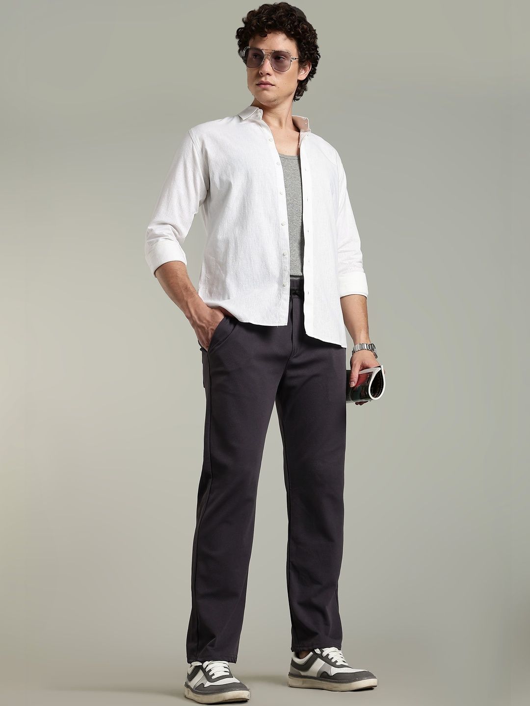 JAMES&GEORGE Men Mid-Rise Straight Fit Trousers-picture-29