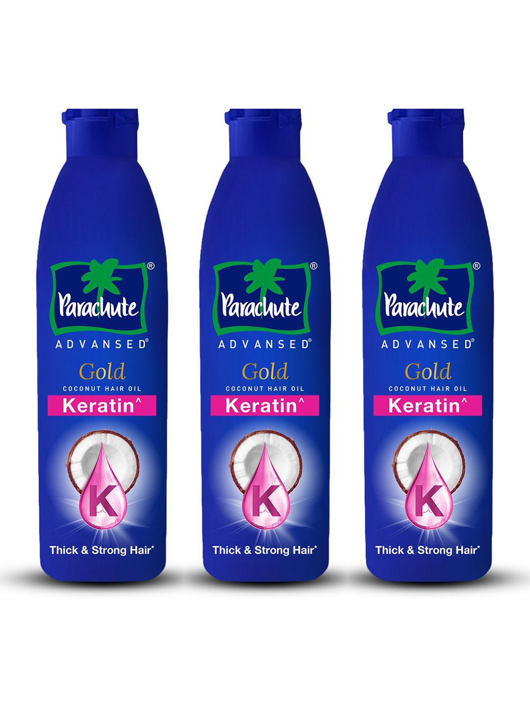 Parachute Set of 3 Advansed Gold Keratin Coconut Hair Oil for Thick Hair - 300 ml Each-image-43