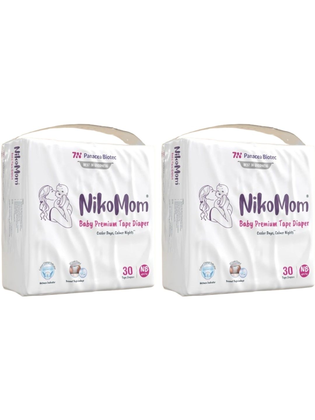 NikoMom Set Of 2 270ml Absorb Baby Tape Diapers - 30 Pcs Each - NB-image-33