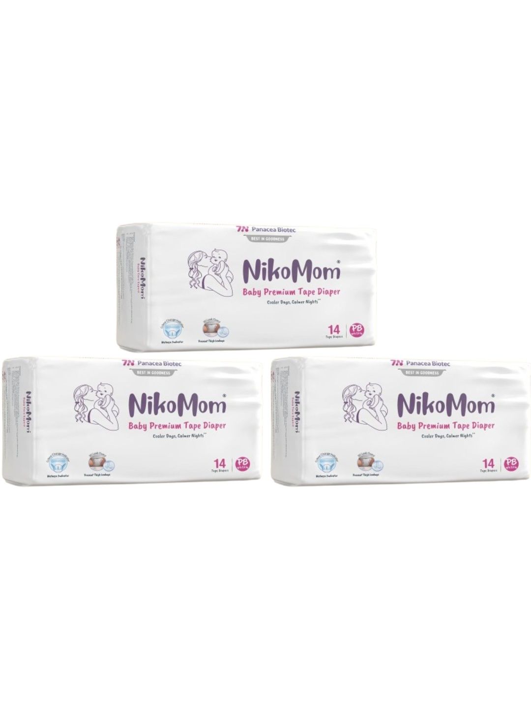 NikoMom Set Of 3 Premium Baby Tape Diapers - 14 Pcs Each - PB-picture-37