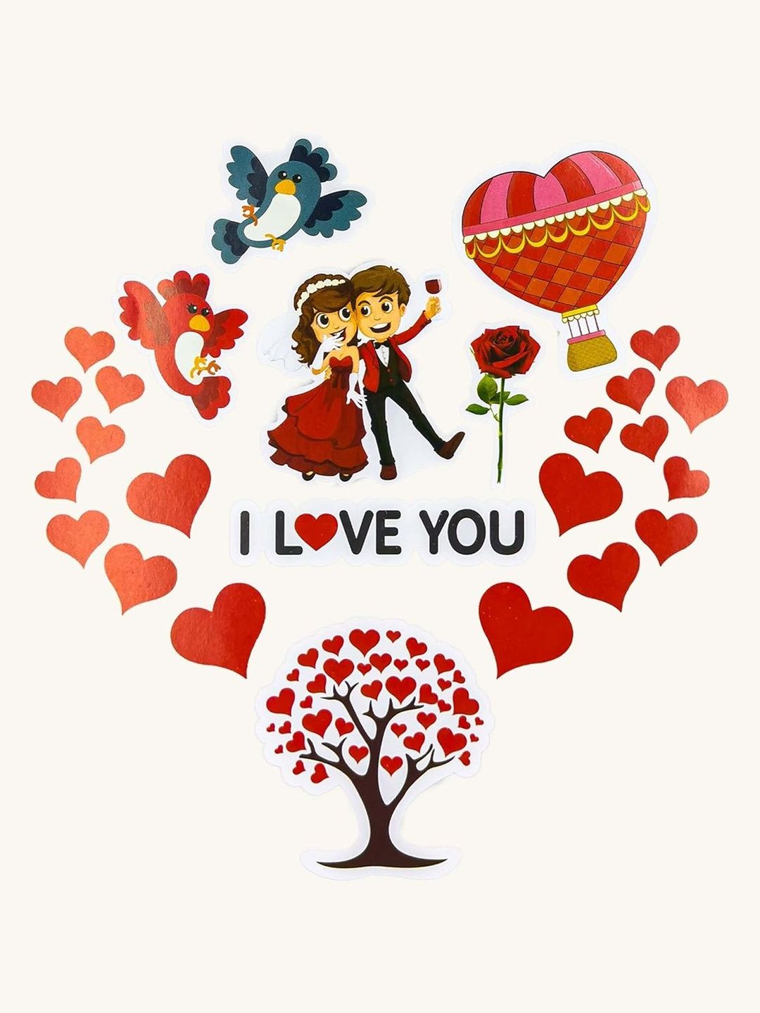 Special You 27Pcs Red & Black Printed I Love You Romantic Theme Wall Stickers-picture-12