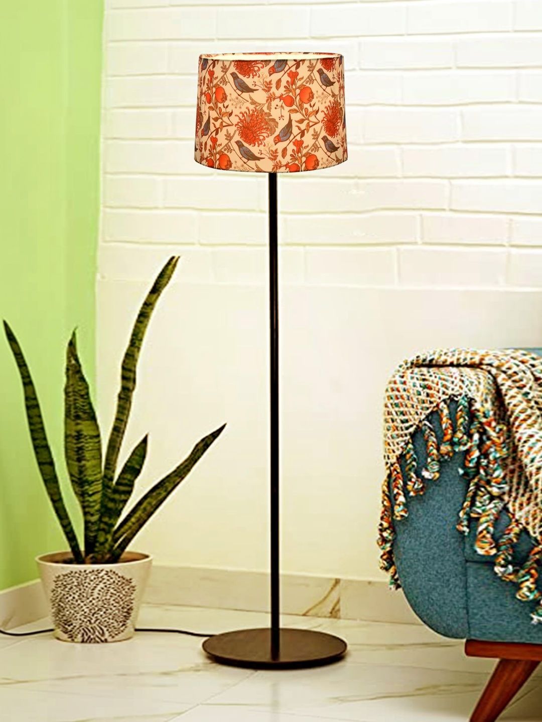 Homesake White Printed Wood Cylinder-Shaped Floor Lamps-image-41