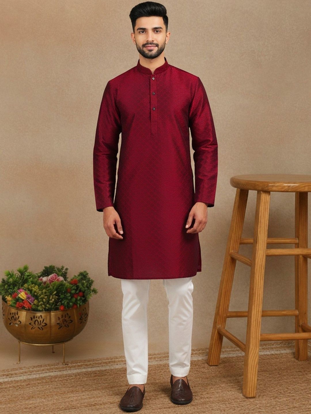 HERE&NOW Men Embroidered Thread Work Handloom Kurta-picture-47