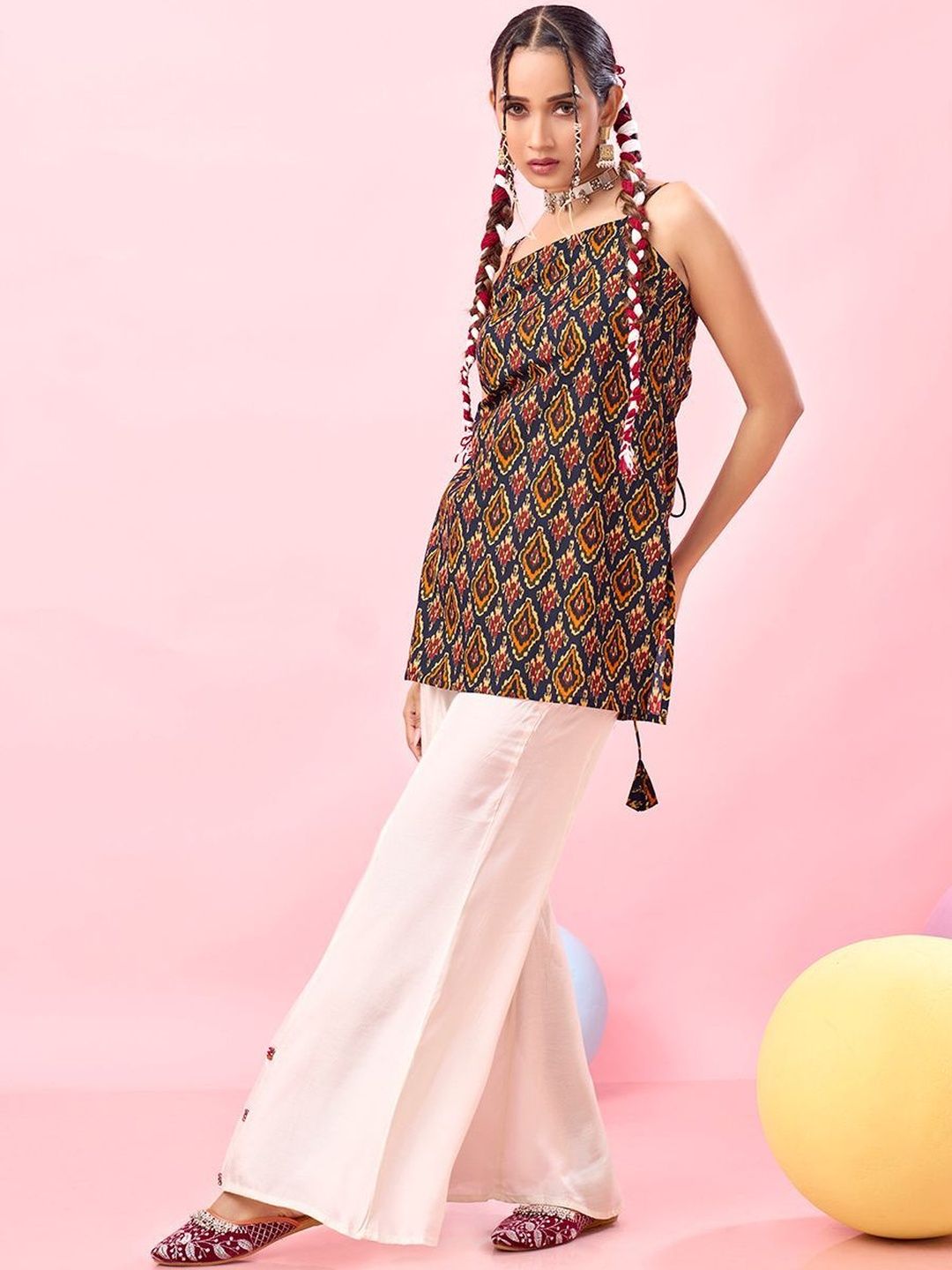 KALINI Ethnic Motifs Printed Square Neck Pure Cotton Kurti-picture-26