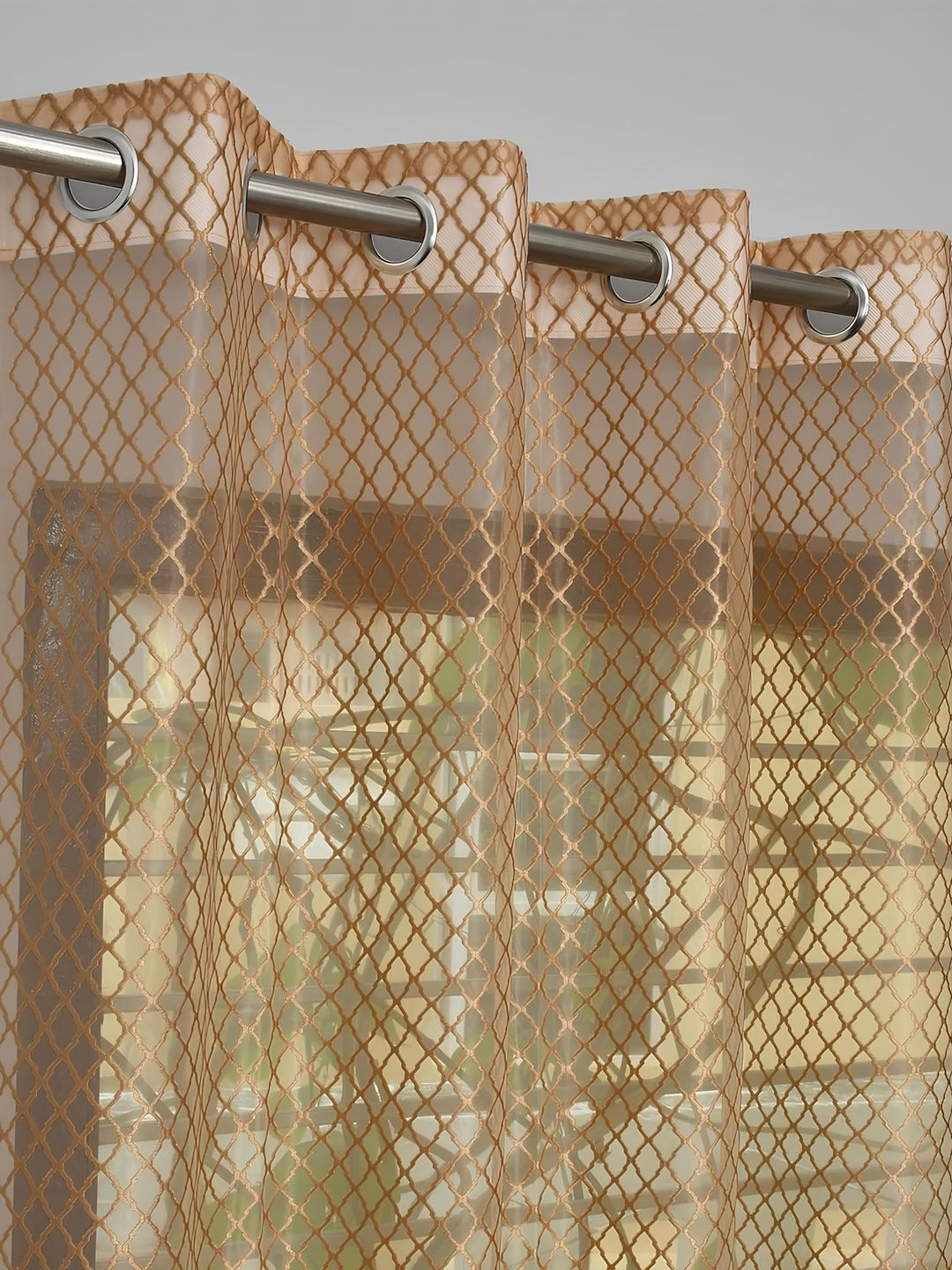 Yarnis Cream-Coloured Set of 2 Geometric Long Door Curtain-image-22
