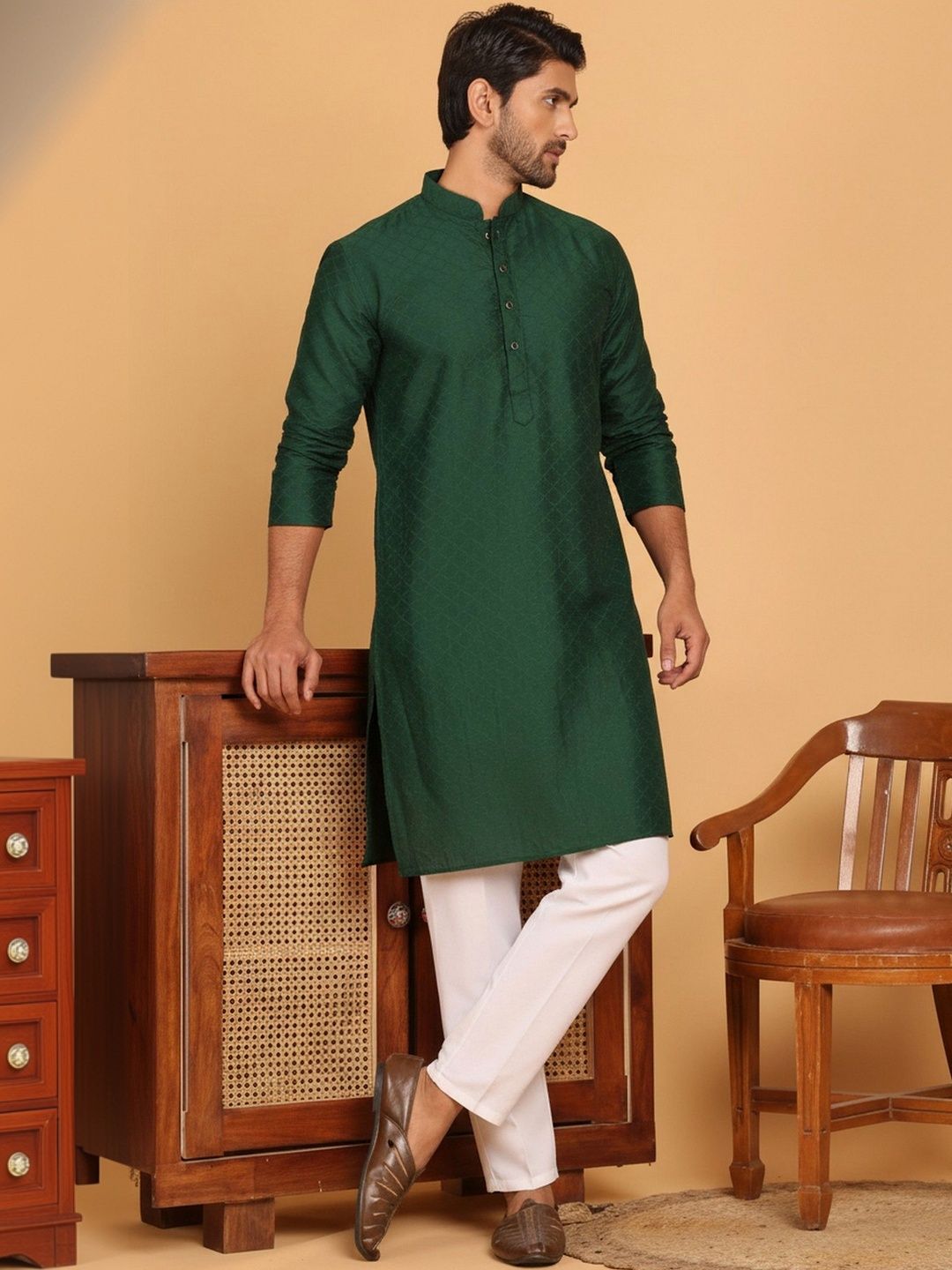 HERE&NOW Men Embroidered Thread Work Handloom Kurta-picture-28