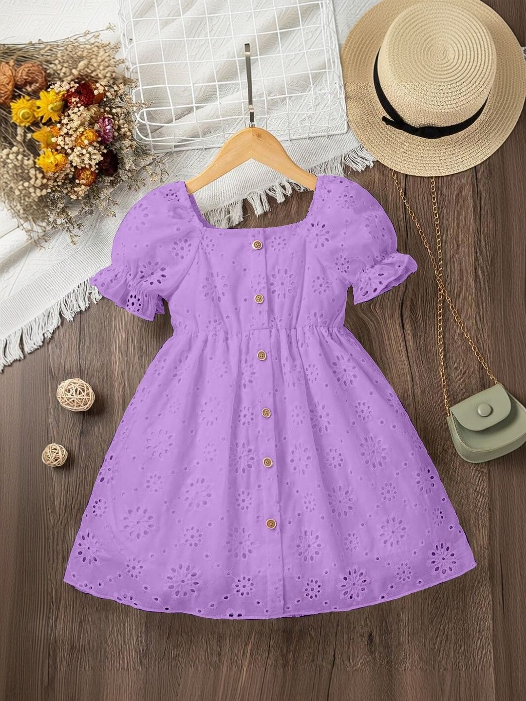 BAESD Puff Sleeve Fit & Flare Dress-image-40