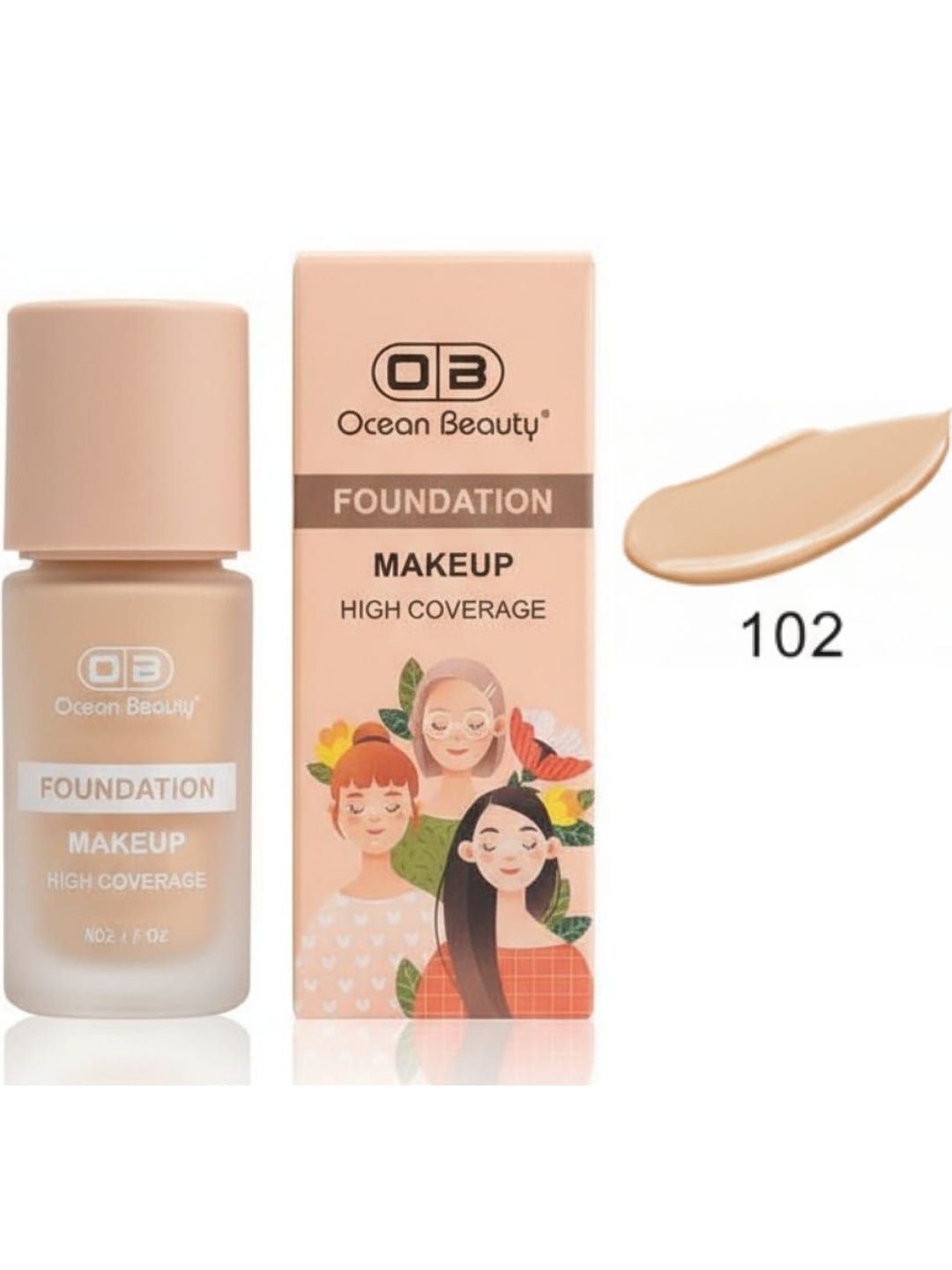 OB Ocean Beauty Waterproof High Coverage Liquid Foundation - 50 ml - 102-picture-10