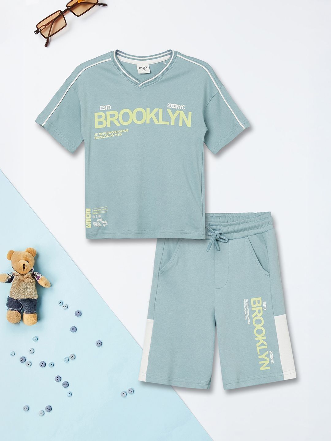 max Boys Printed T-shirt with Shorts