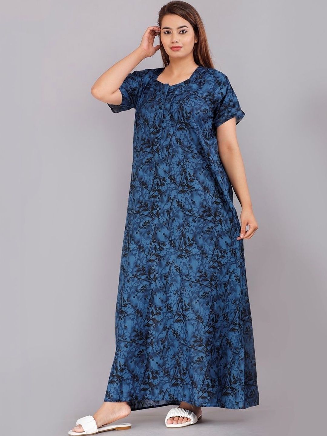 PINK CITY MART Printed Maxi Nightdress-picture-20
