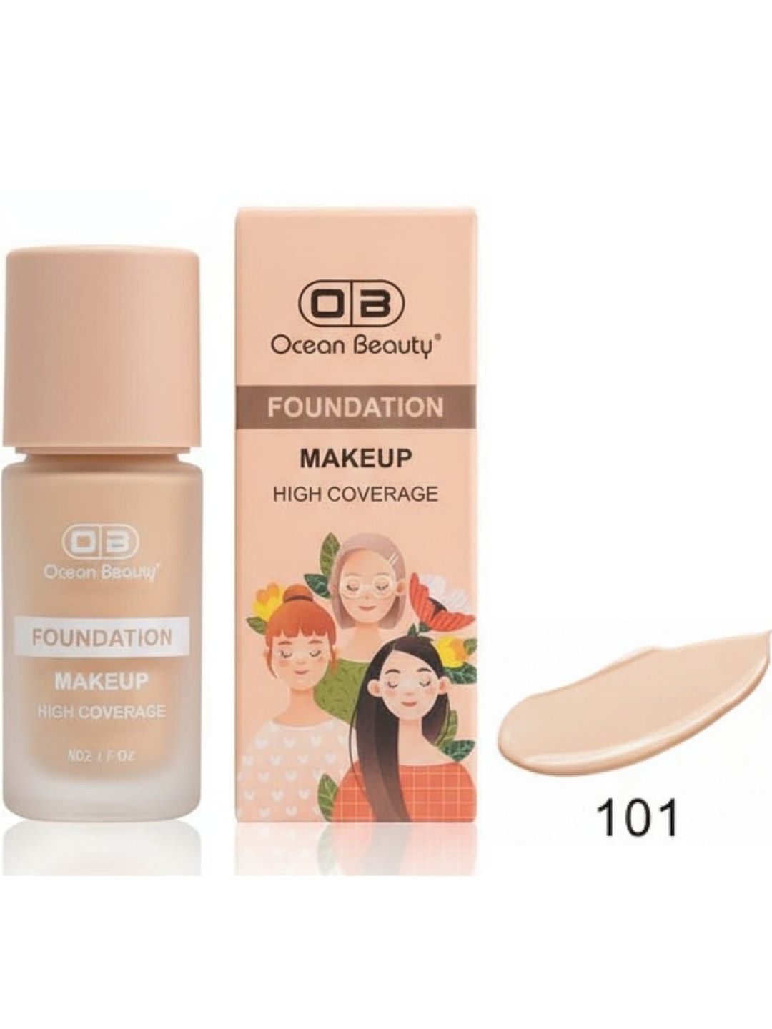 OB Ocean Beauty Waterproof High Coverage Liquid Foundation - 50 ml - 101-picture-9