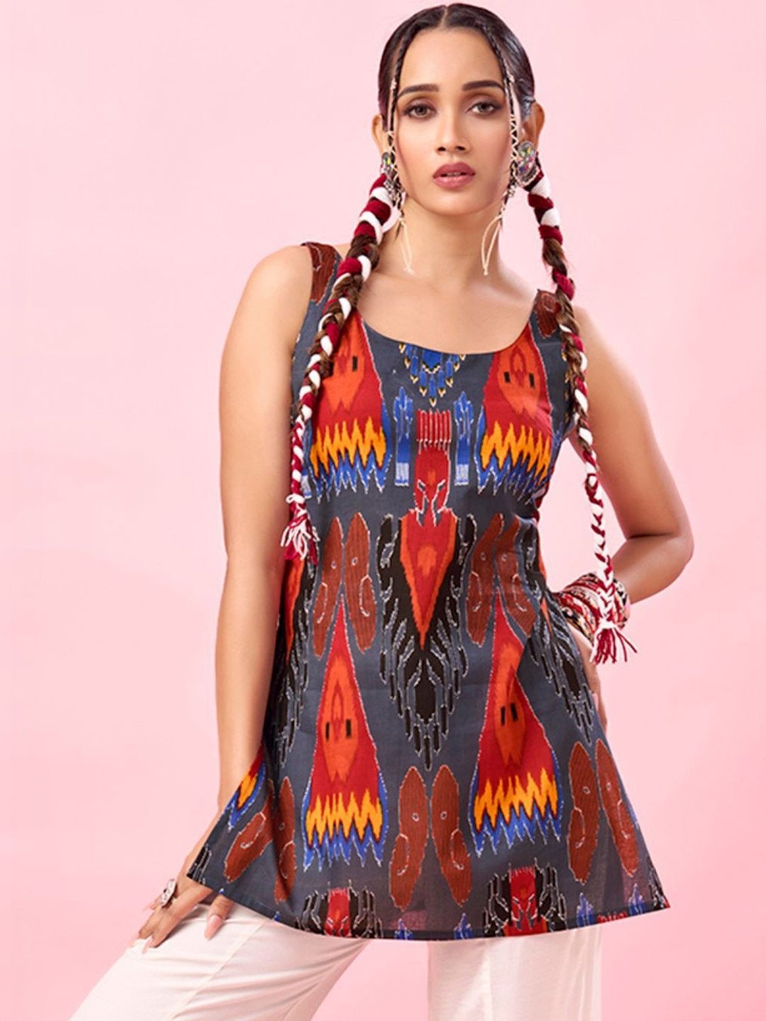 KALINI Ethnic Motifs Printed Pure Cotton Kurti-picture-33