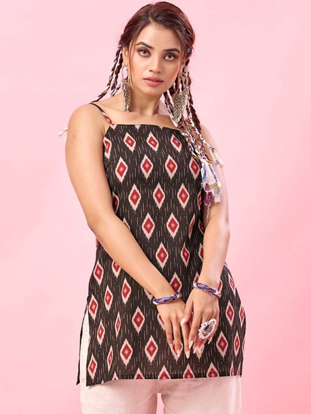 KALINI Geometric Printed Square Neck Pure Cotton Kurti-picture-19