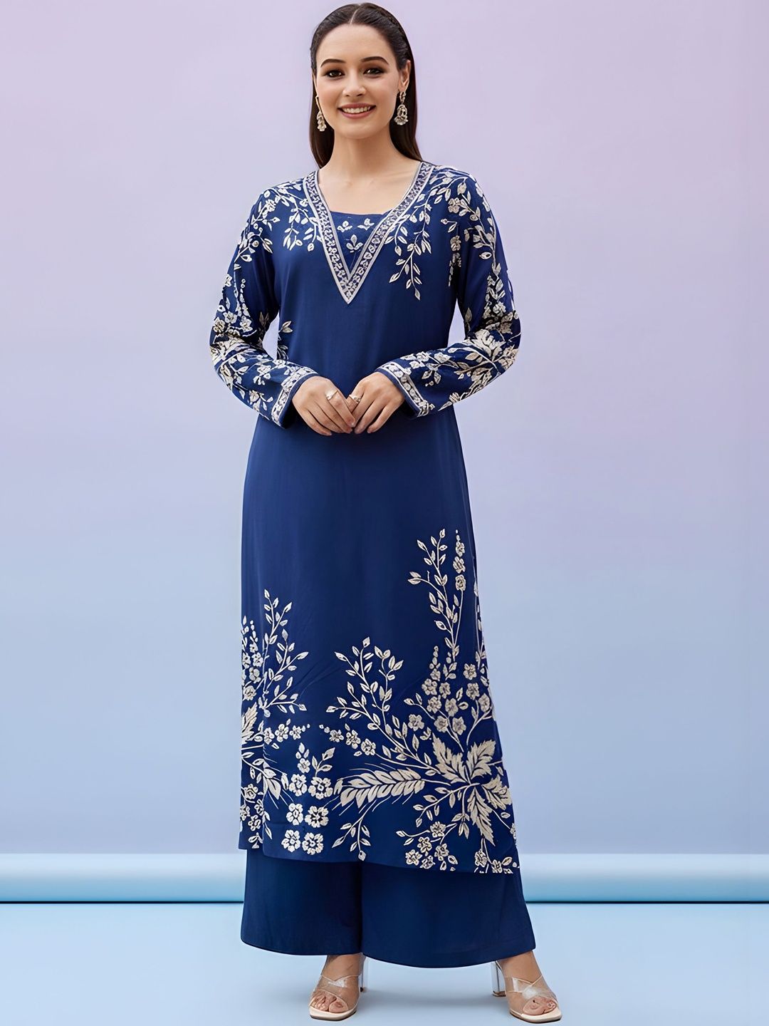 Moda Rapido Women Floral Printed Regular Kurta with Palazzos-picture-38