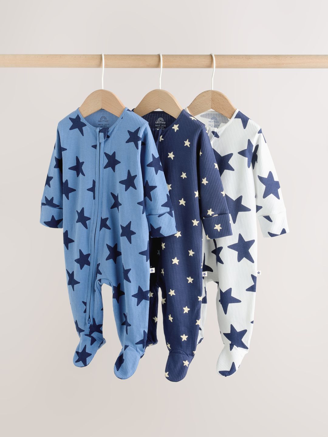 NEXT Infants Pack of 3 Printed Pure Cotton Sleepsuit-picture-50