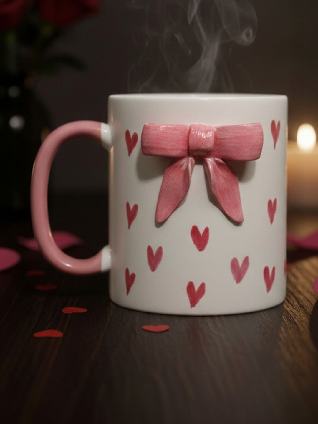 Special You Pink & White Textured Ceramic Glossy Cups Set of Cups and Mugs-picture-49