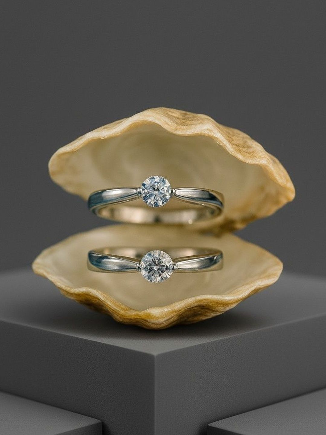 PASU FASHION Set Of 2 Silver-Plated & CZ-Studded Couple Adjustable Finger Rings-picture-14