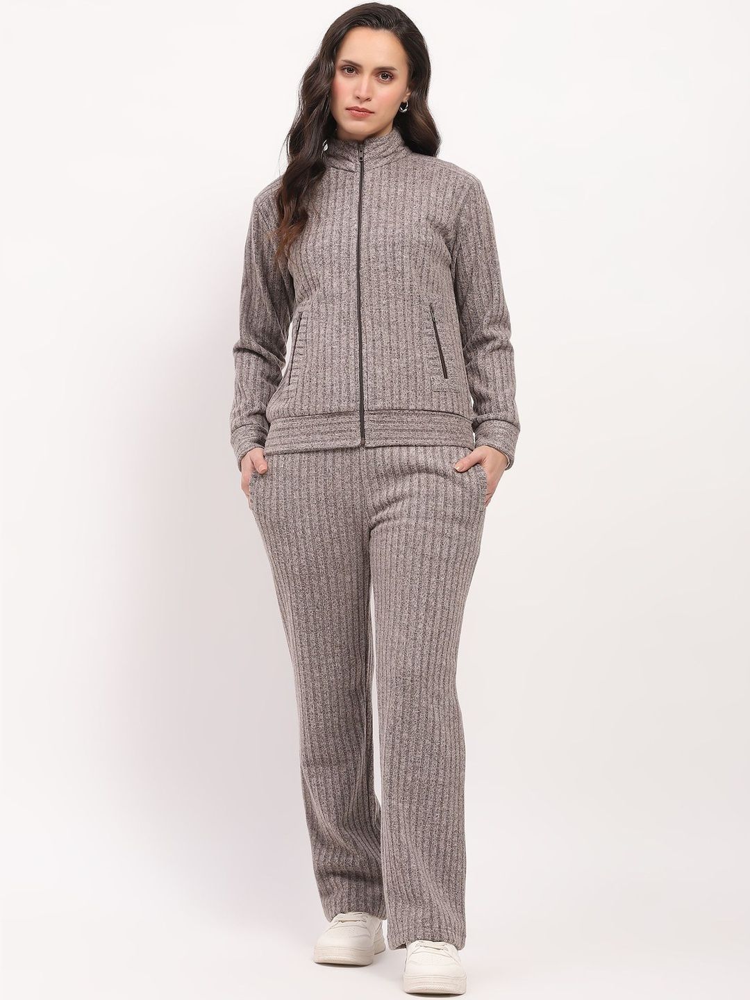 Global Republic Women Self Design Mock Collar Tracksuit-image-44