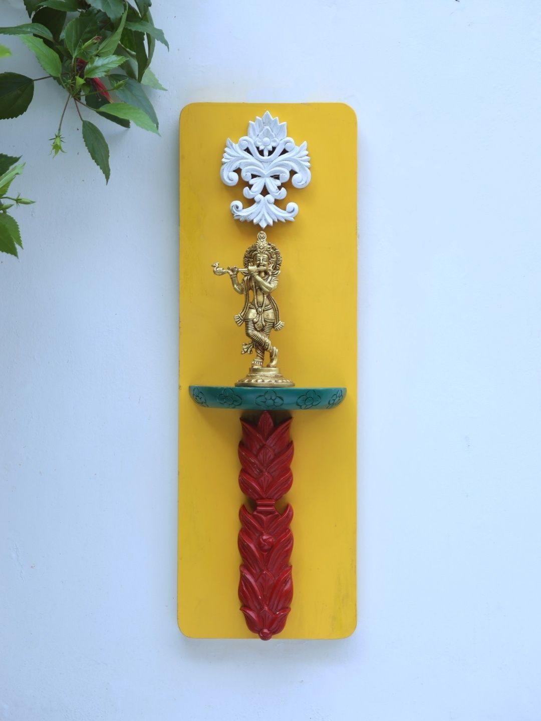 Revive Home Yellow Textured Wooden Wall Shelves-image-33