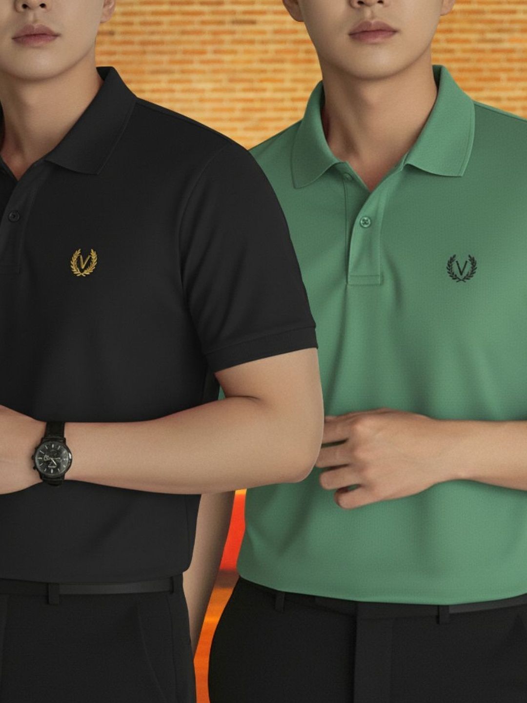 MACK JONNEY Men Pack of 2 Brand Logo Polo Collar T-shirt-image-16
