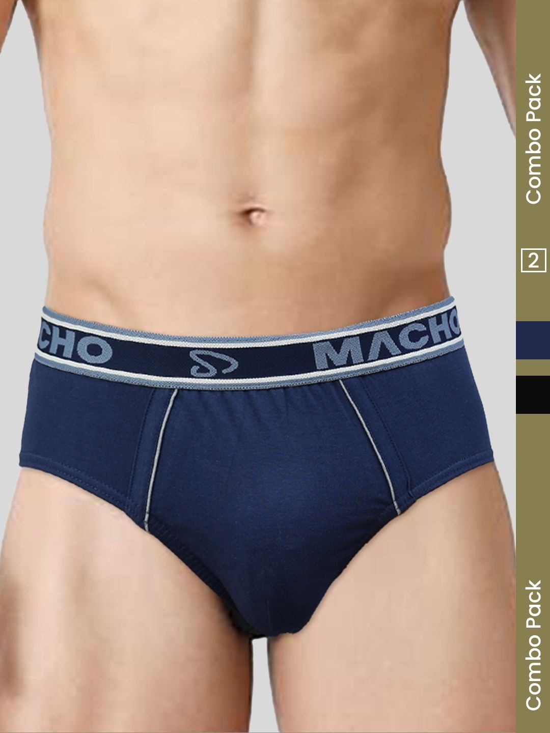 MACHO Pack of 2 Pure Cotton Mid-Rise Hipster Briefs-image-36