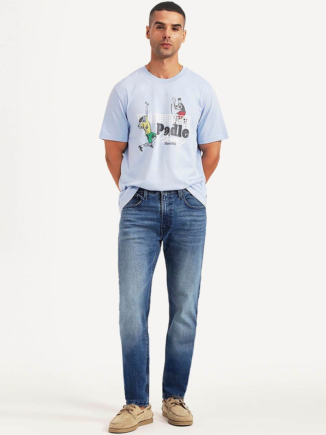 Levis Men Tapered Fit Mid-Rise Light Fade Stretchable Jeans-image-3