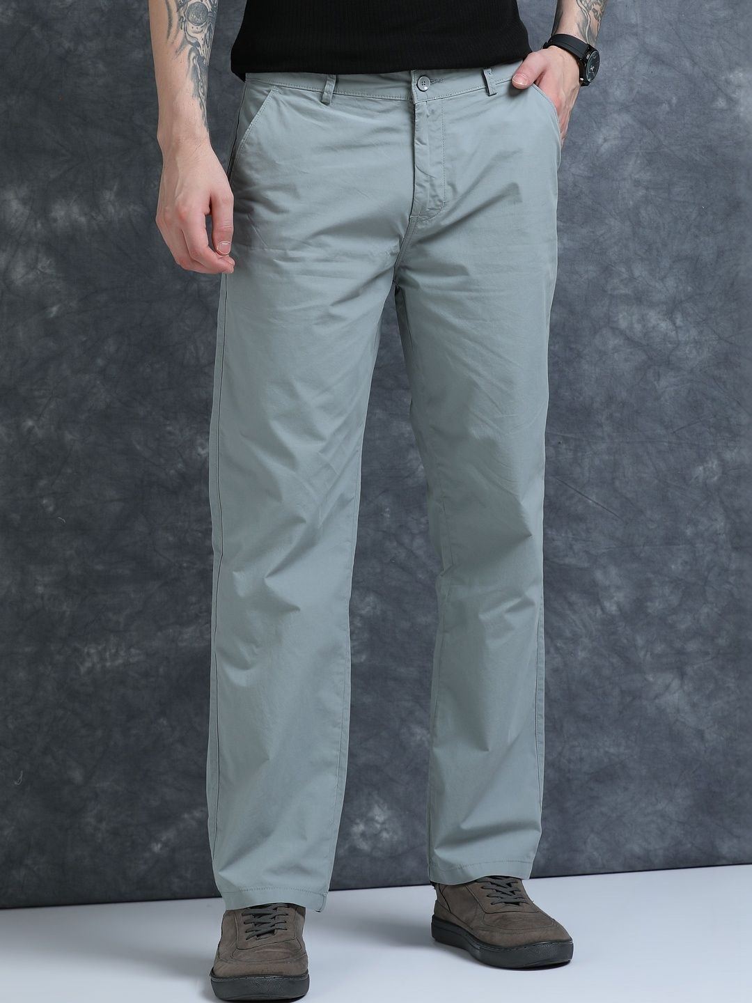 The Roadster Lifestyle Co Men Pure Cotton Relaxed Fit Trousers-picture-29
