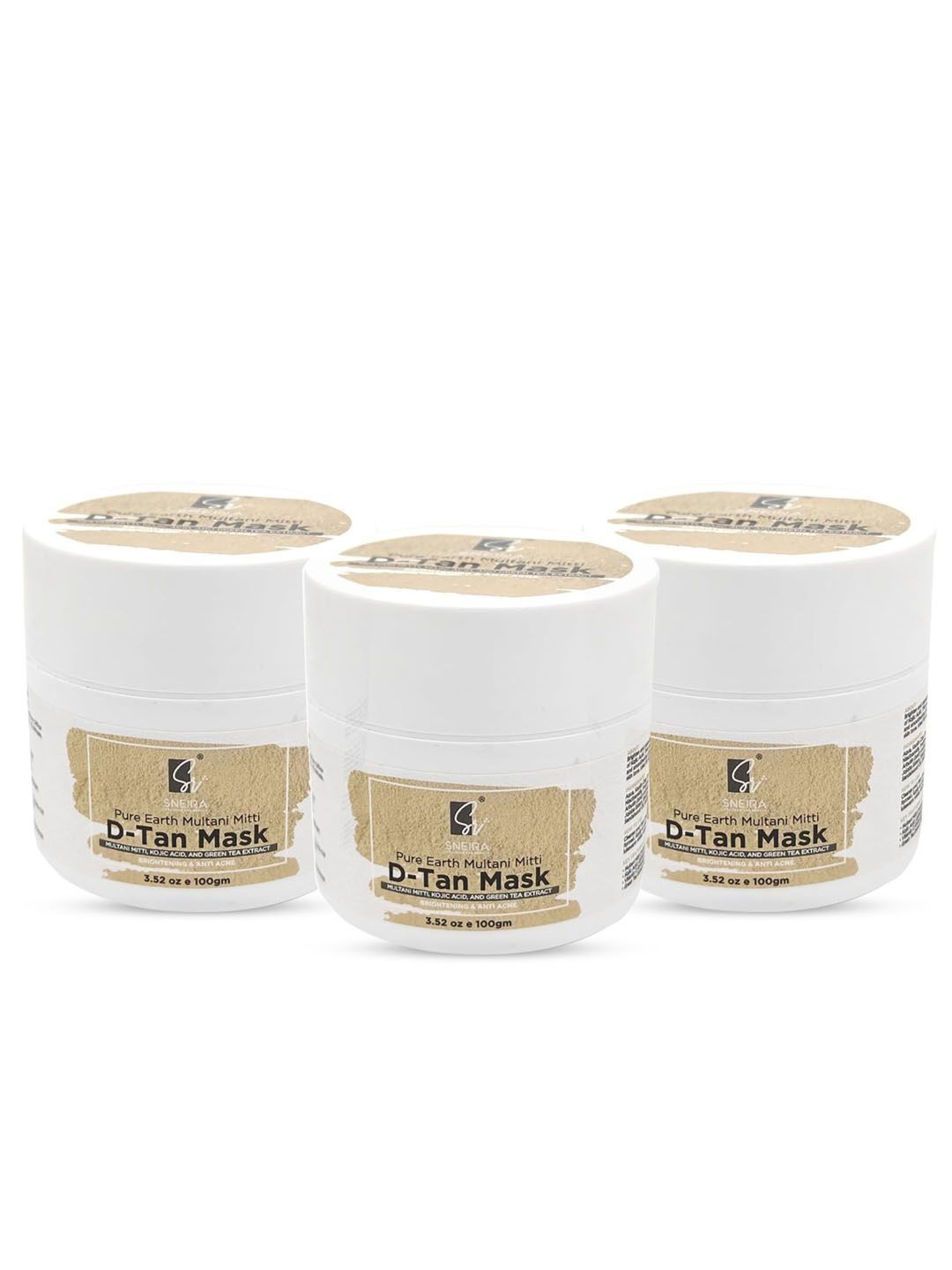 SNEIRA Set Of 4 D-Tan Mask With Pure Earth Multani Mitti For Natural Glow - 100 g Each-image-7