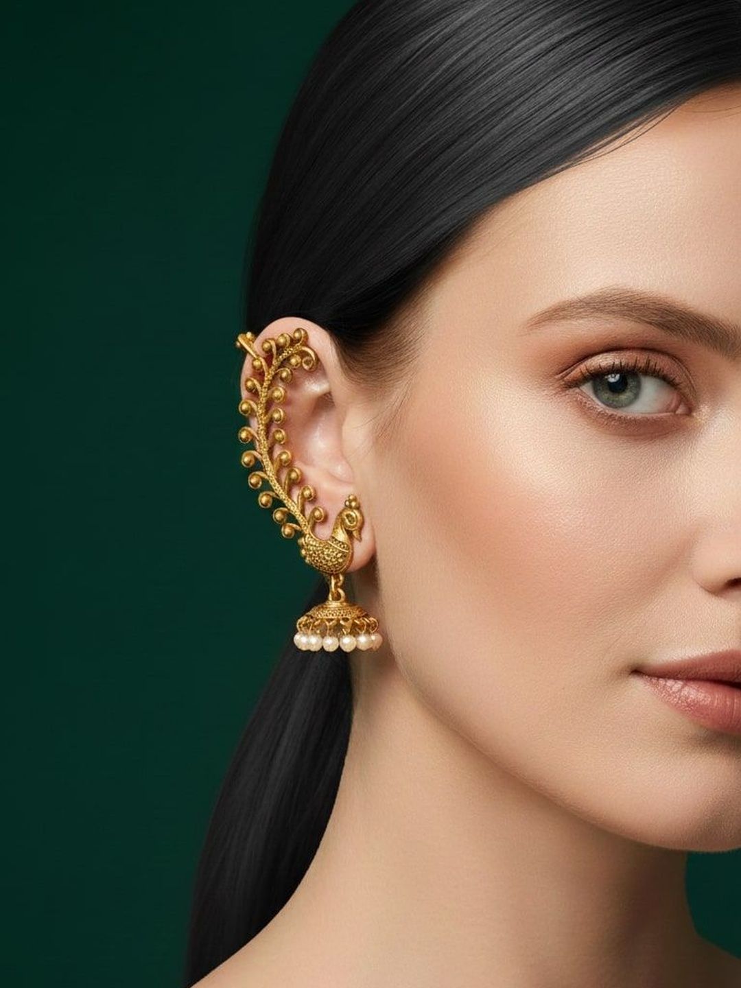 DURATI Peacock Shaped Ear Cuff Earrings-picture-51