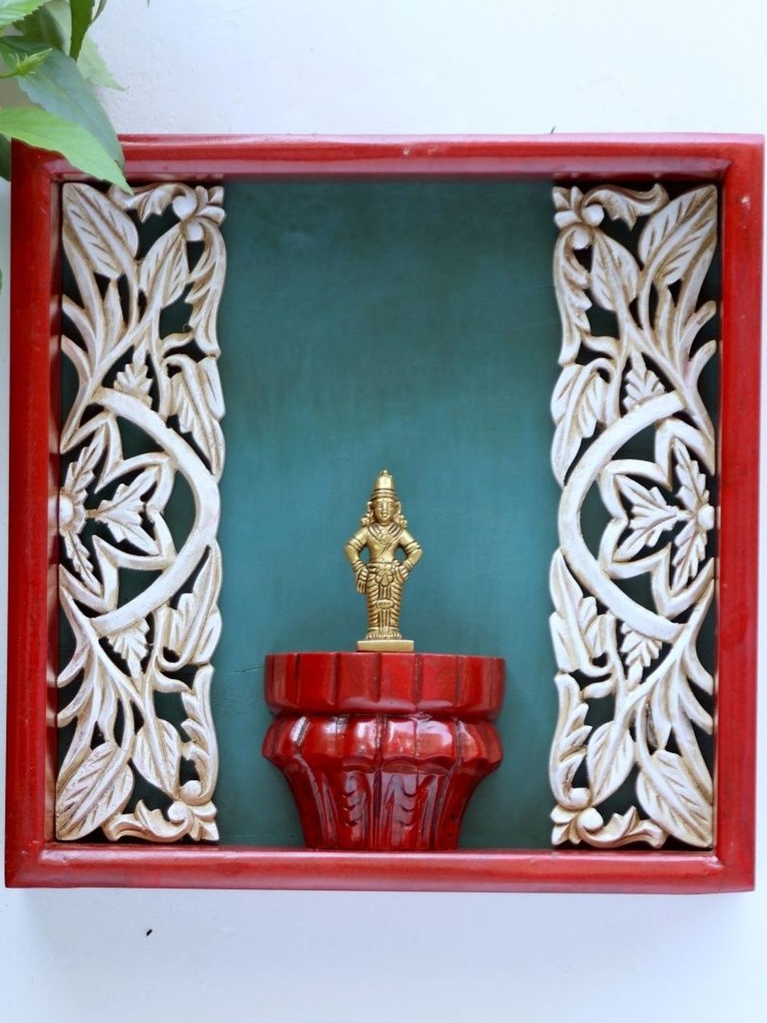 Revive Home Red & White Textured Wooden Wall Shelves-image-30
