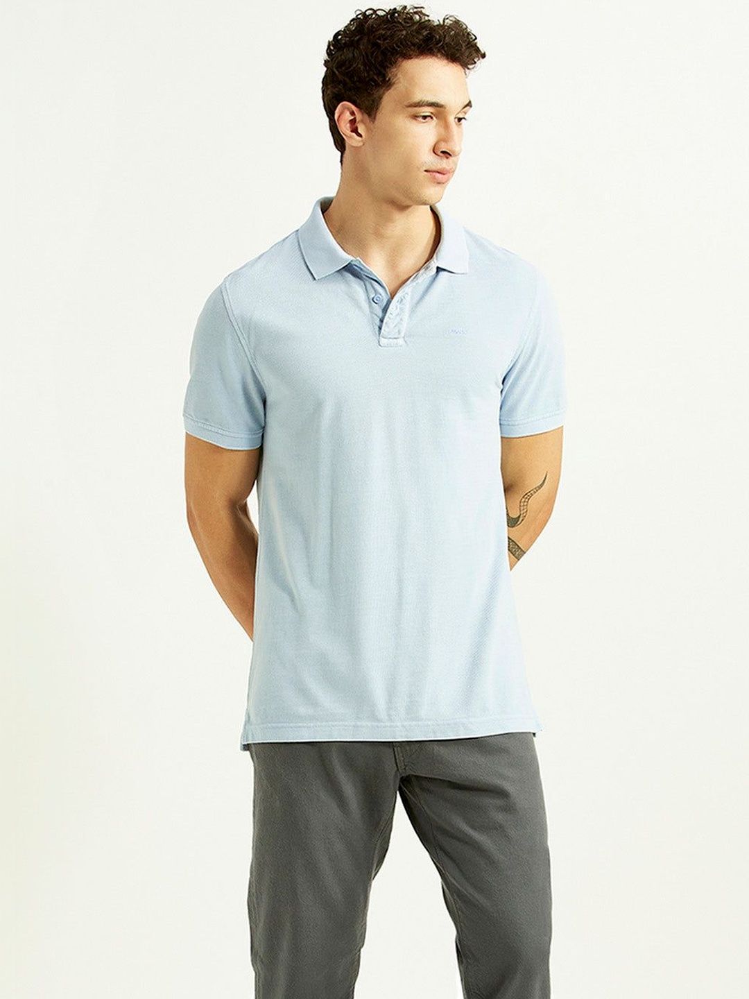 Levis Men's Solid Light-Blue Slim Fit Polo T-shirt-picture-13