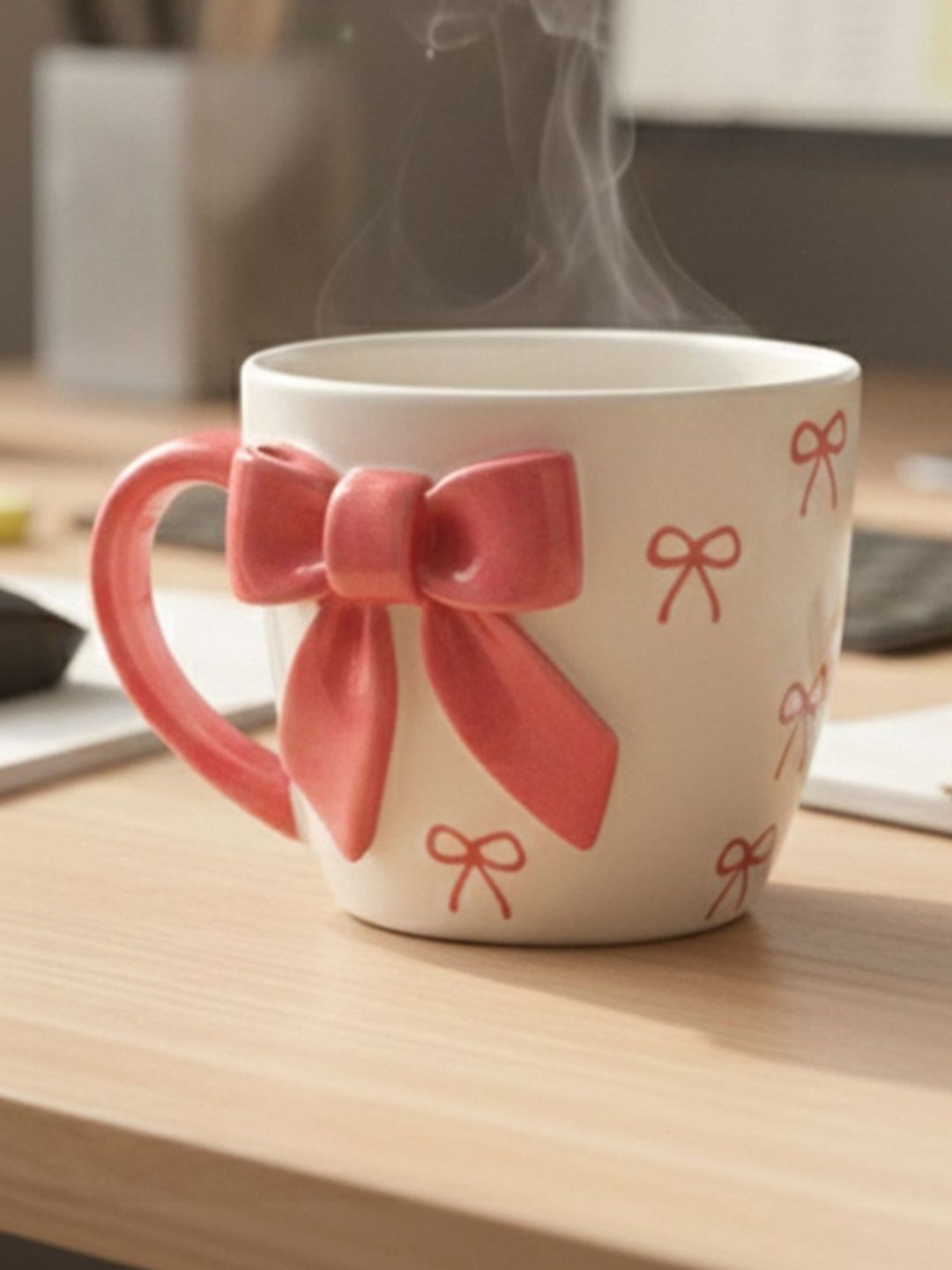 Special You Pink & White Textured Ceramic Glossy Cups Set of Cups and Mugs