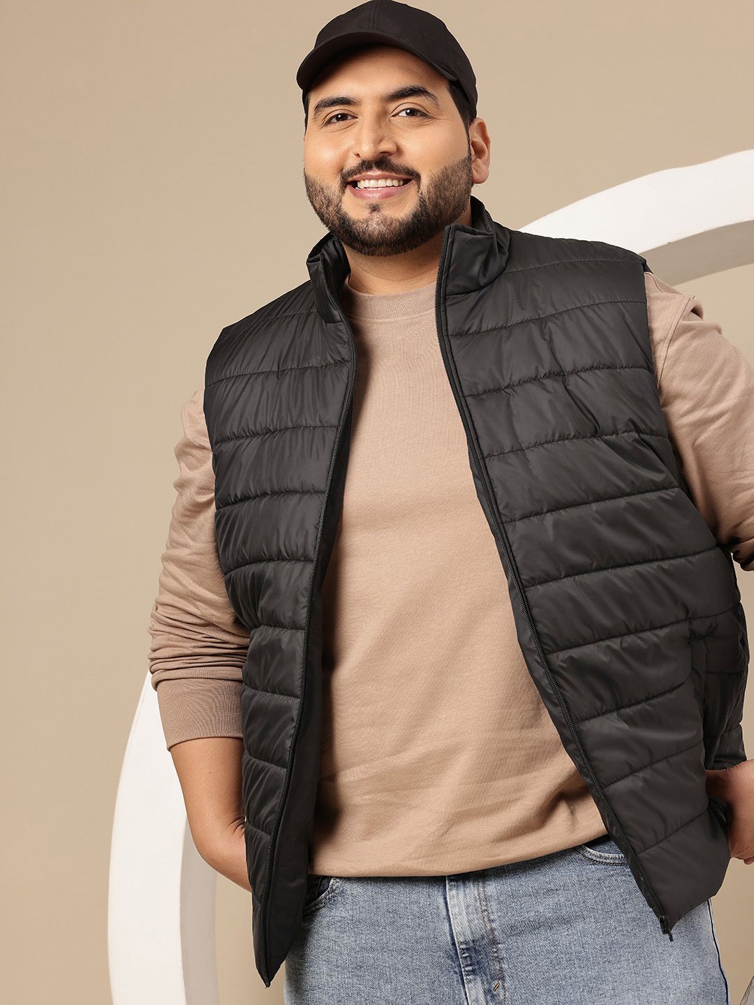Sztori Plus Size Mock Collar Gilet Jacket-picture-12