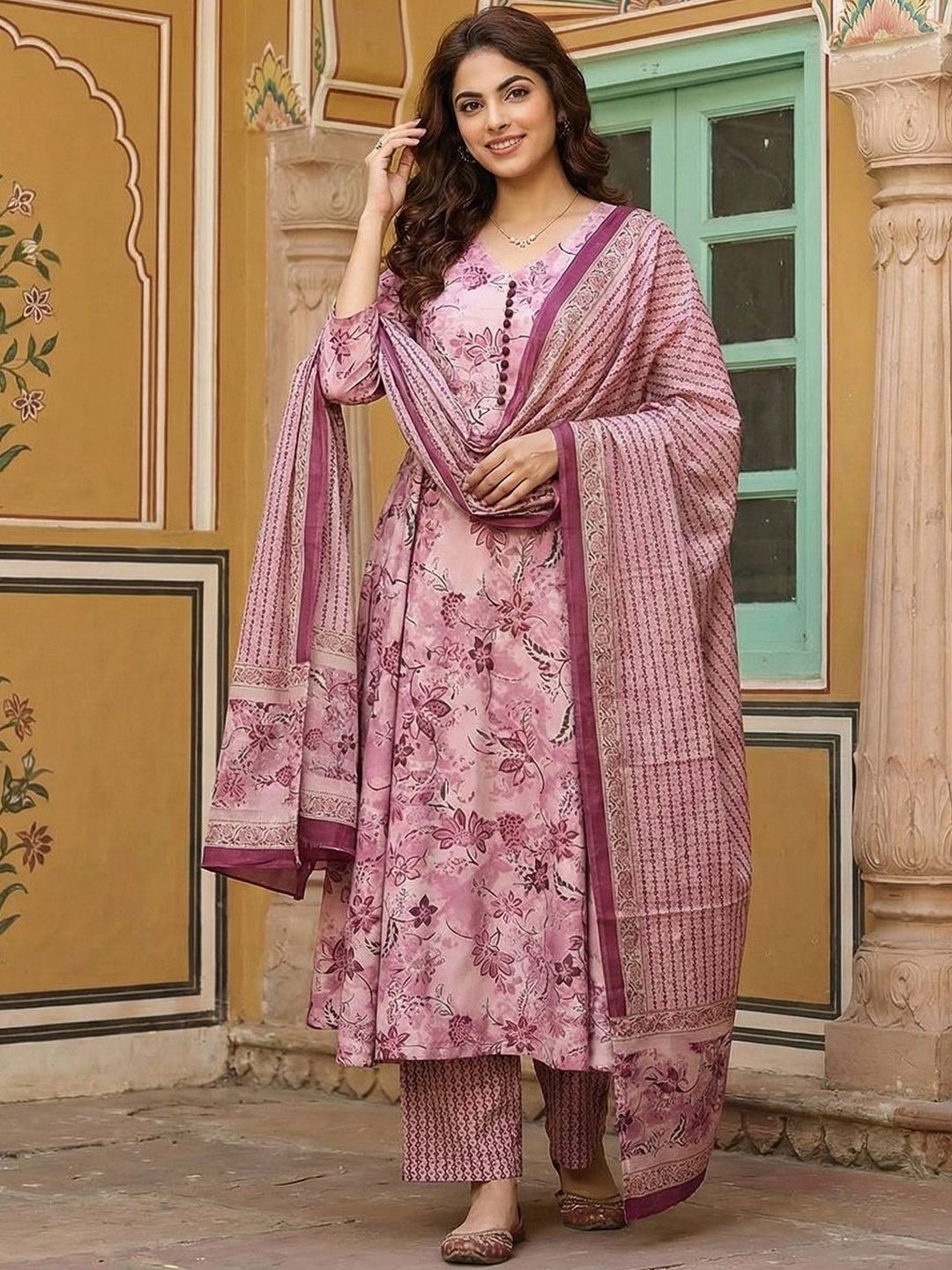 Anouk Women Floral Printed Regular Pure Cotton Kurta with Trousers & With Dupatta-picture-36