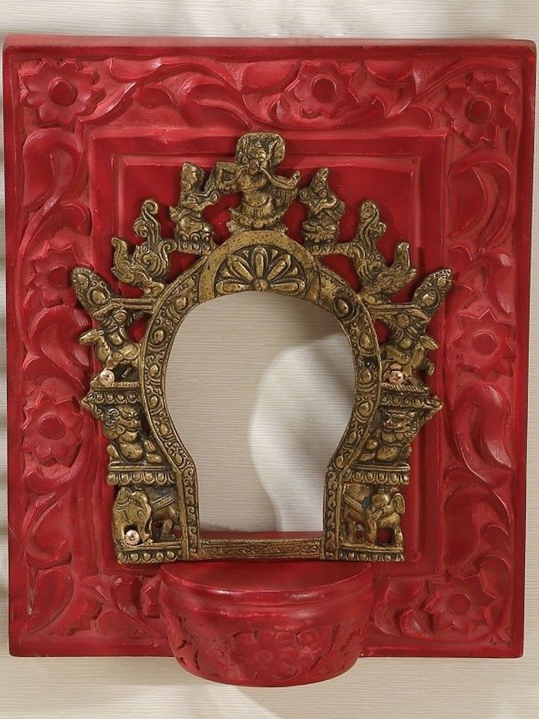 Revive Home Red Textured Wooden Wall Shelves-image-32