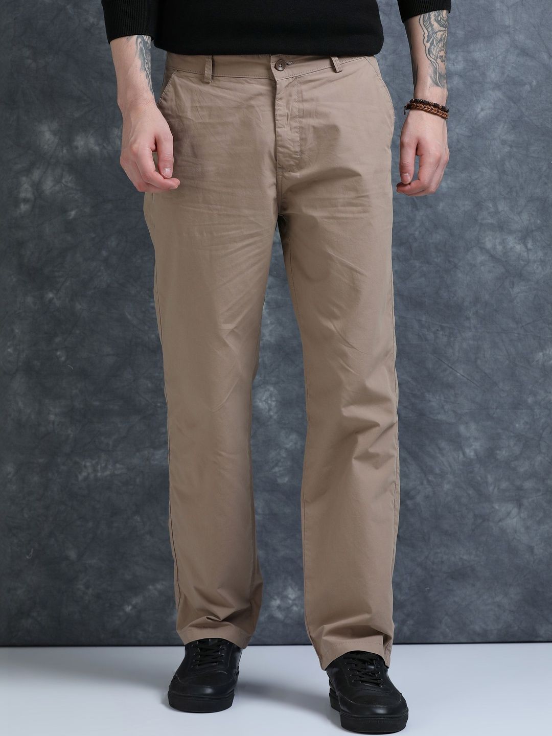The Roadster Lifestyle Co Men Pure Cotton Relaxed Fit Trousers-picture-32
