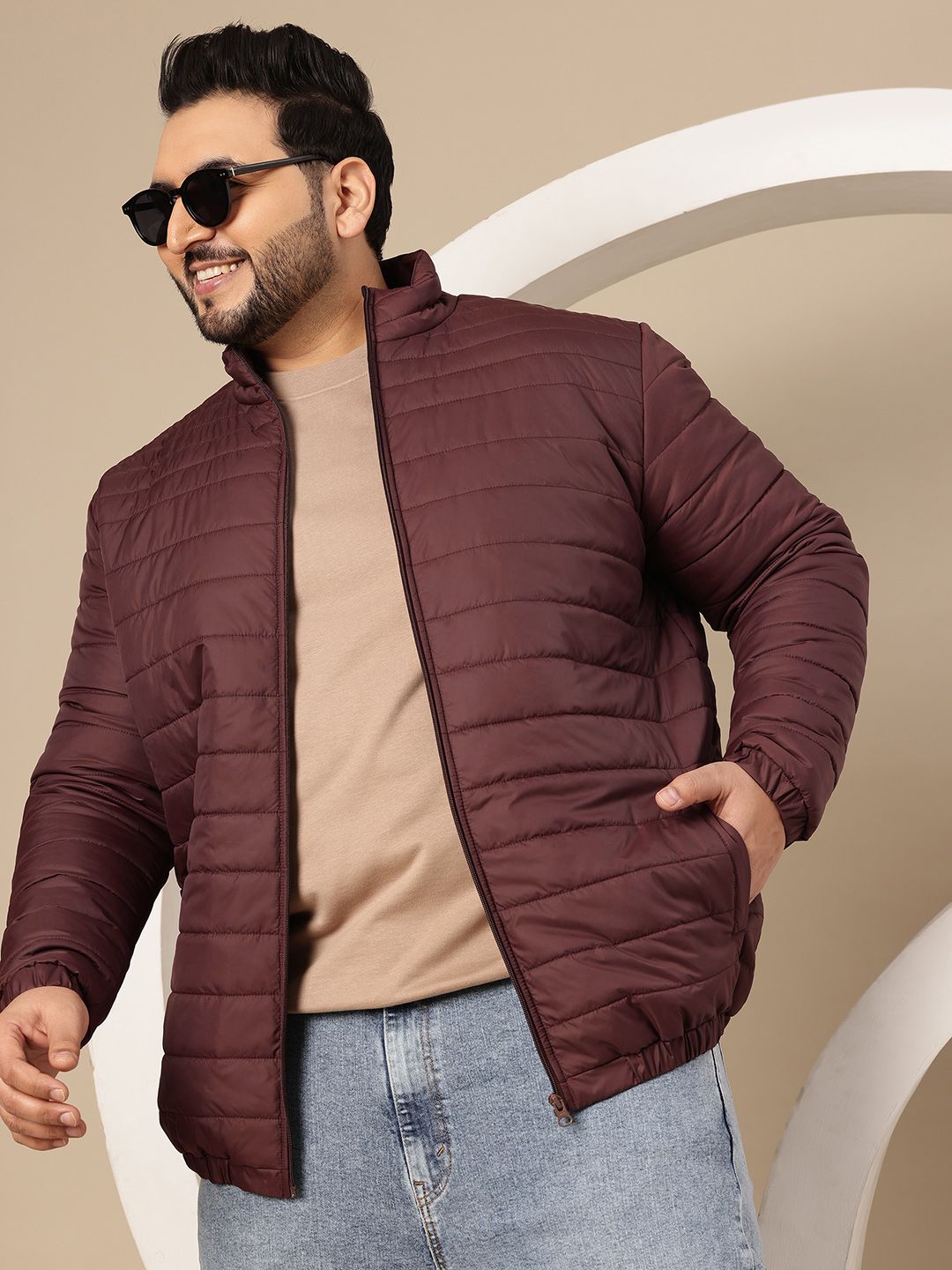 Sztori Plus Size Mock Collar Lightweight Puffer Jacket-picture-28