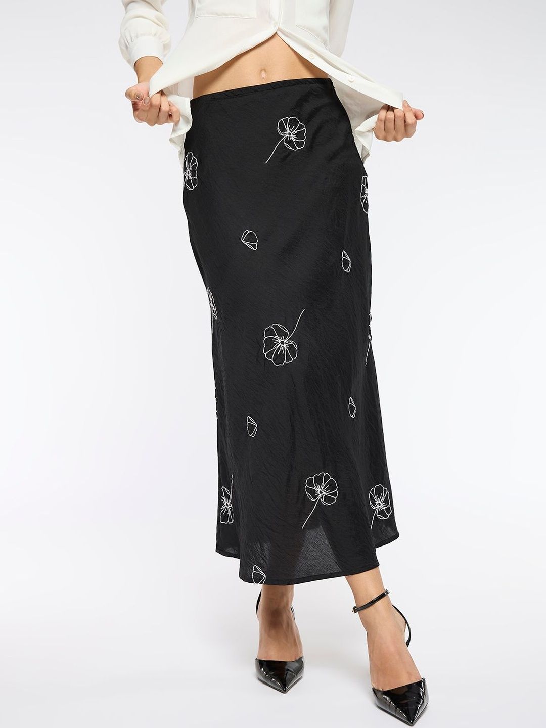 Chemistry Printed Flared Midi Skirts-picture-22