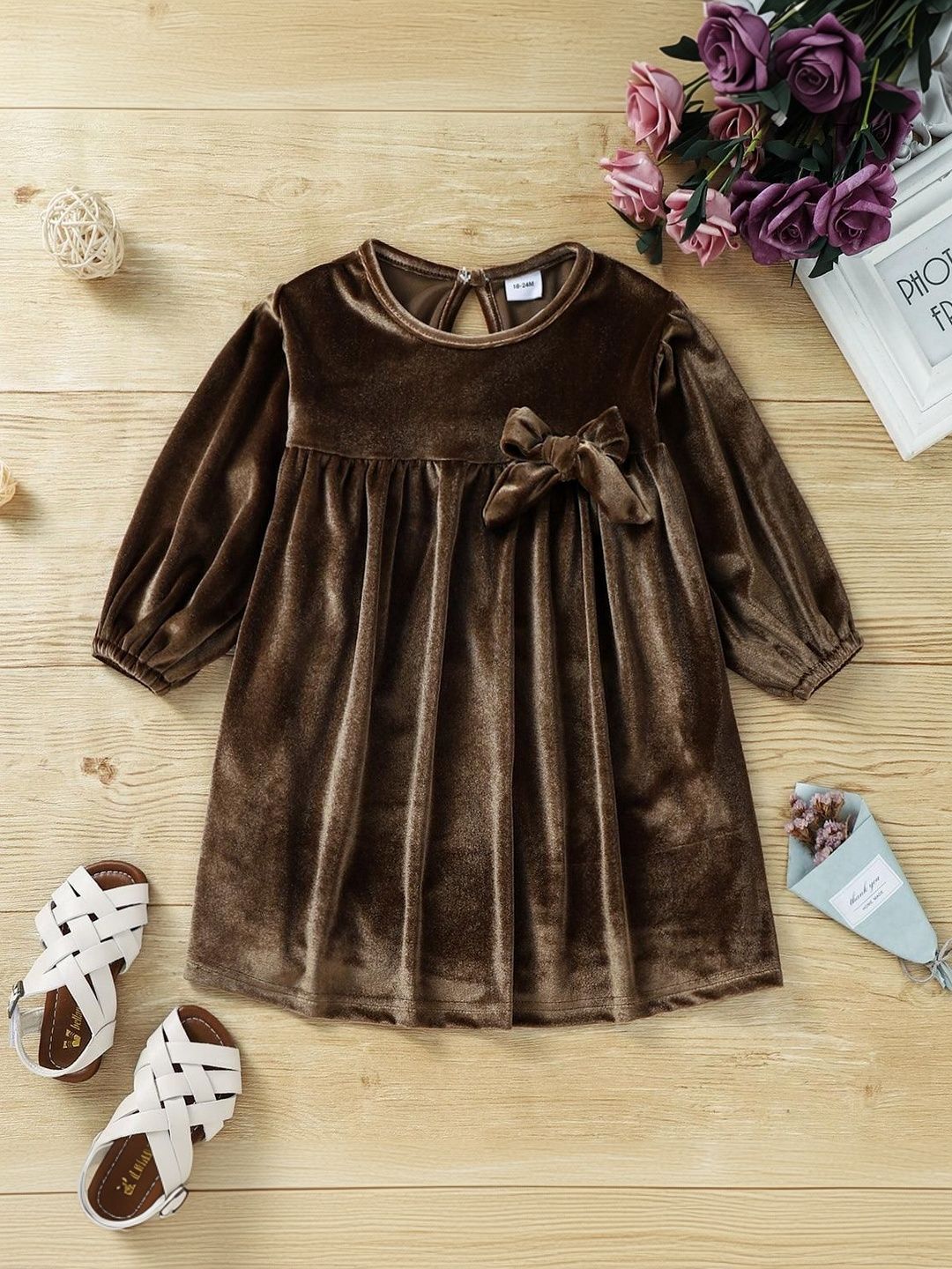 ER LIFE Style Velvet Fit & Flare Dress-picture-10