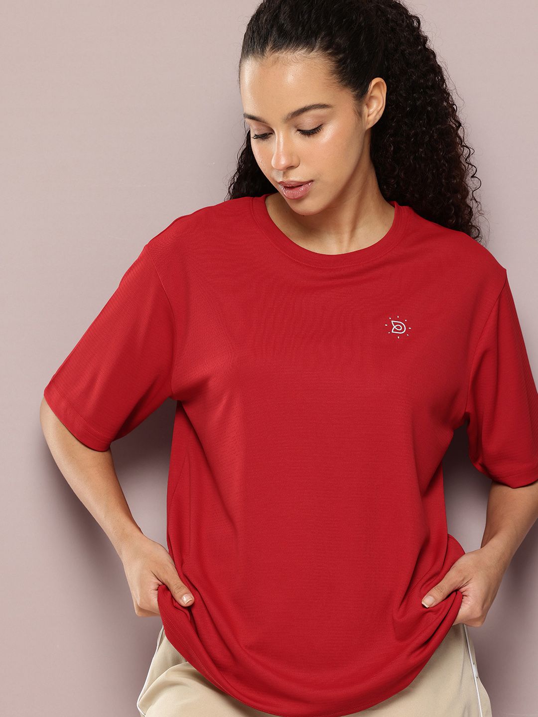 DILLINGER Women's Polyster Plain Oversized Fit Tshirt-picture-55