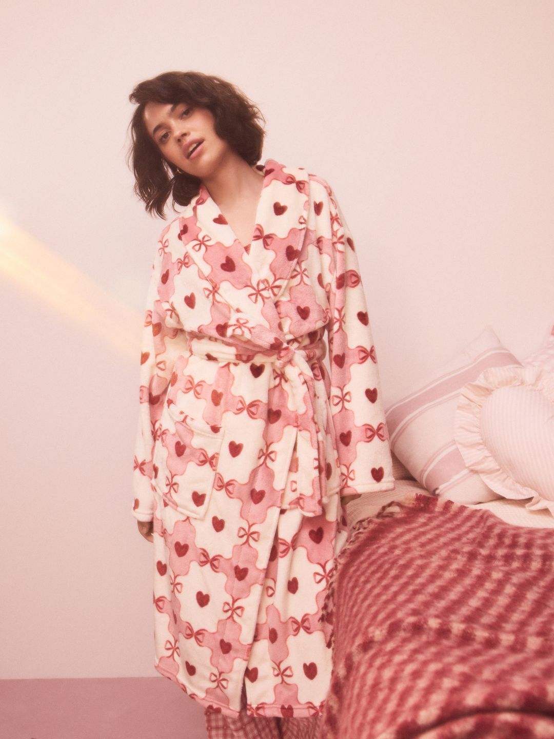 NEXT Conversational Print Shawl Collar Belted Knee Length Robe-picture-22