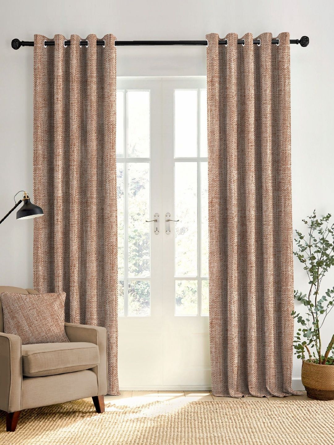Myntra Elegant Homes Rust Set of 2 Black Out Long Door Curtain-image-32