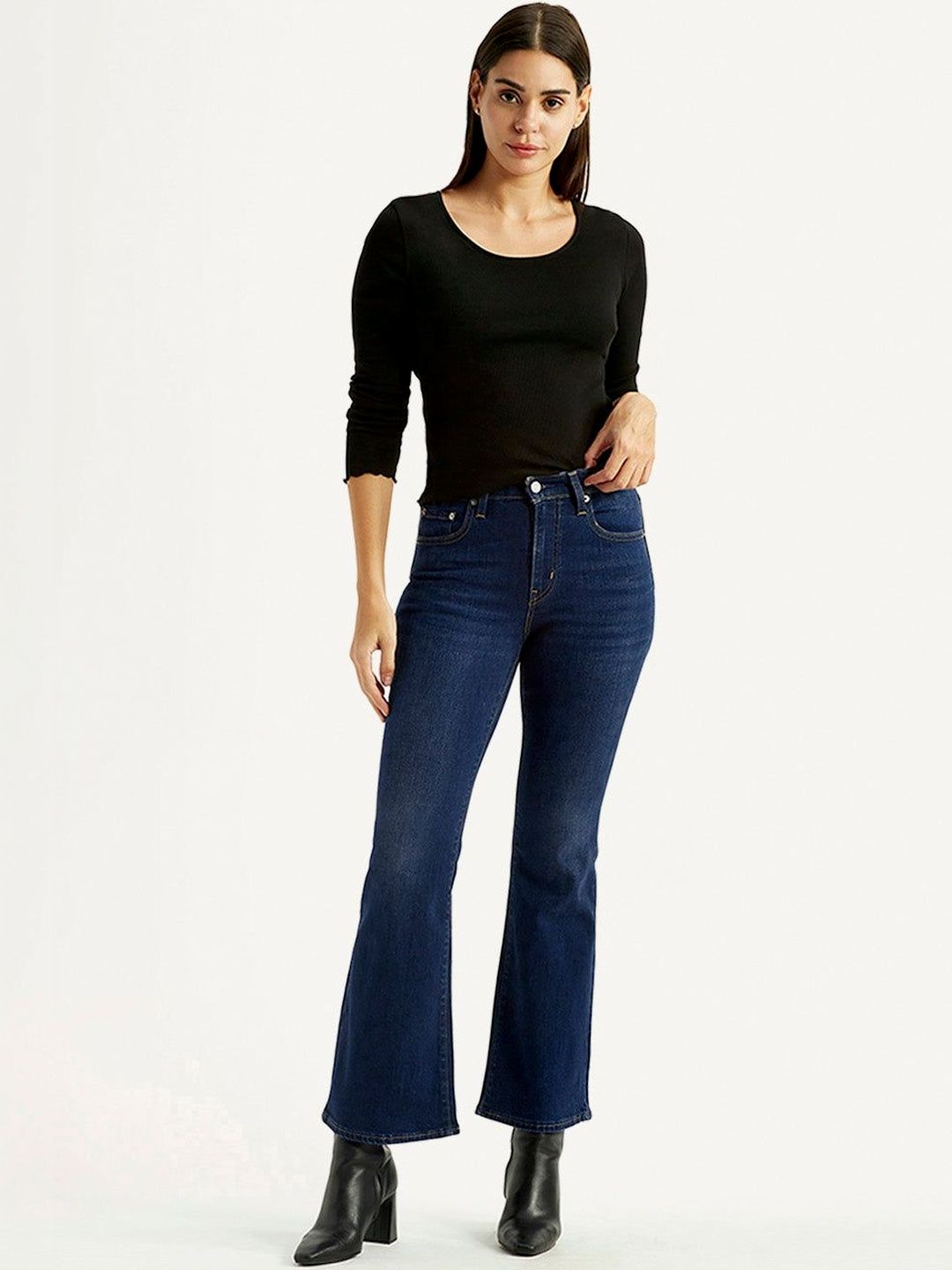 Levis Women Flared Mid-Rise Light Fade Stretchable Jeans-image-37